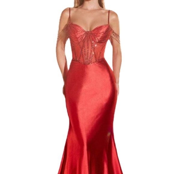 Ladivine CD820 Evening Dress Red size 4 - Picture 1 of 6
